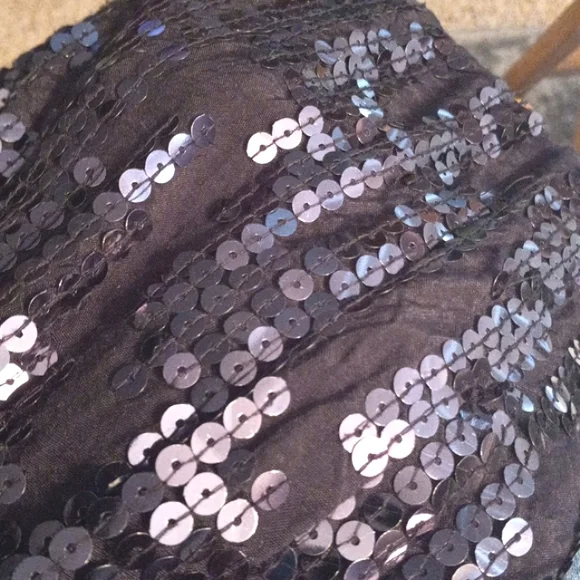Culture, Black Dress with Sequins 10" up from the Bottom. SILK Size Med - Picture 8 of 10